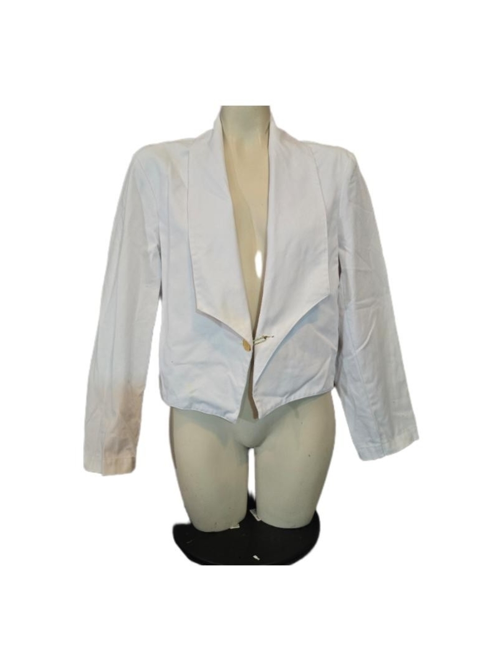 Meta Vintage White Open-Front Women's Blazer Jacket size 38